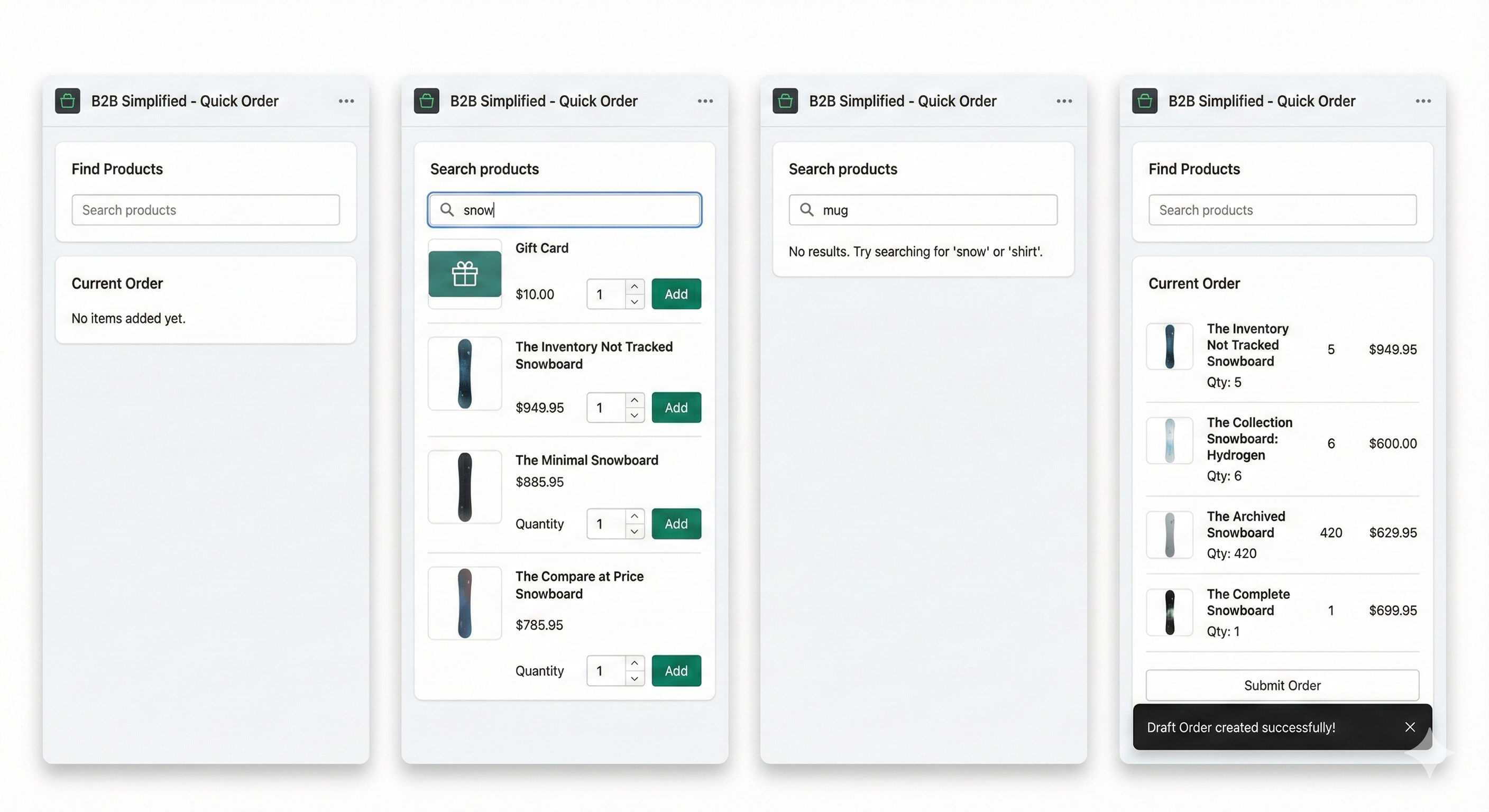 B2B Simplified Dashboard Interface